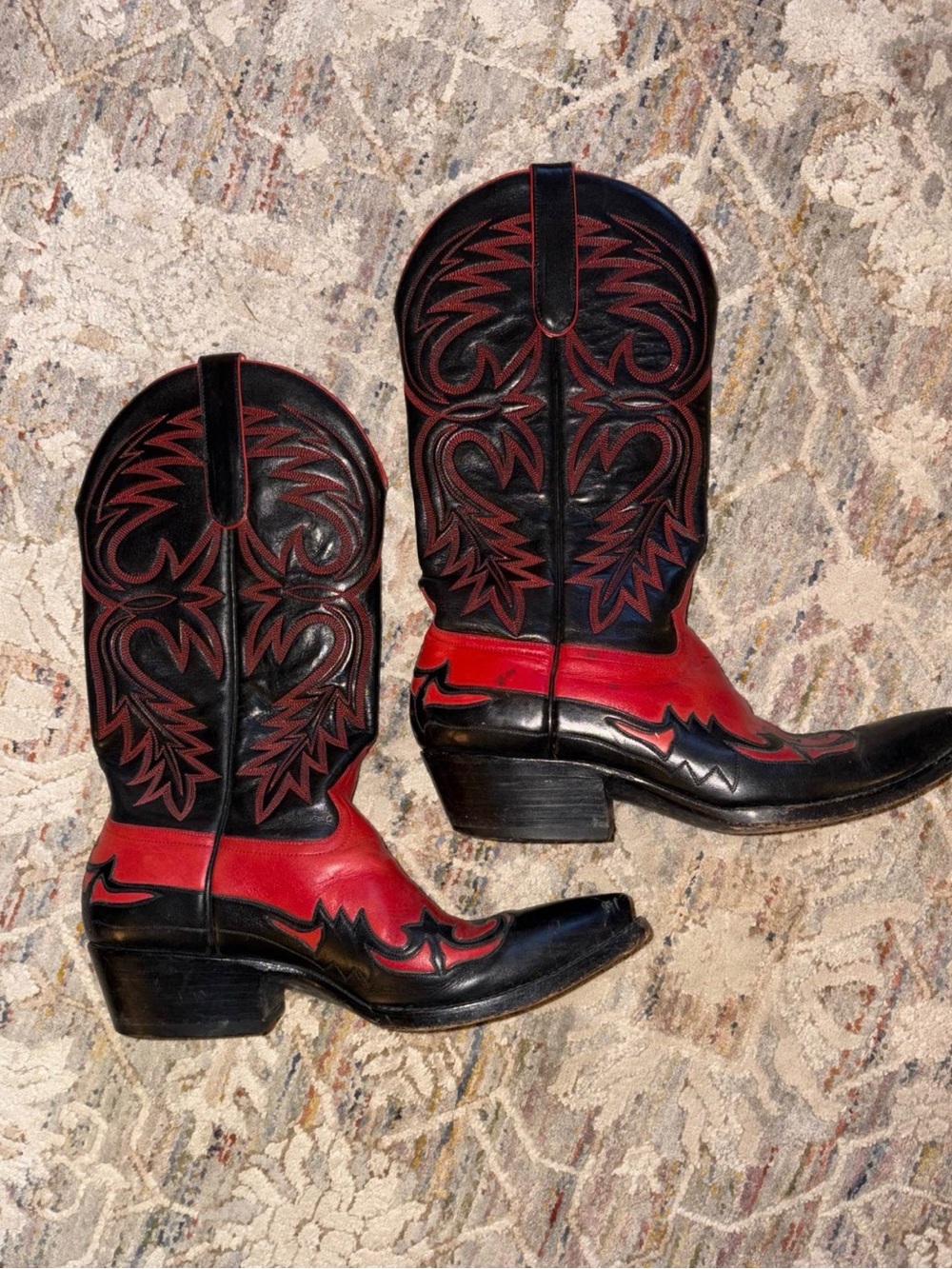 Black & Red Embroidered Western Cowboy Boots